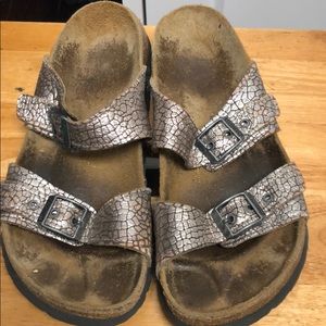 Silver Birkenstocks. Size 37.